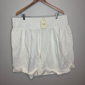 NWT Salt Boho Cottagecore Shorts White Linen Blend High
Rise Elastic Waist 3XL